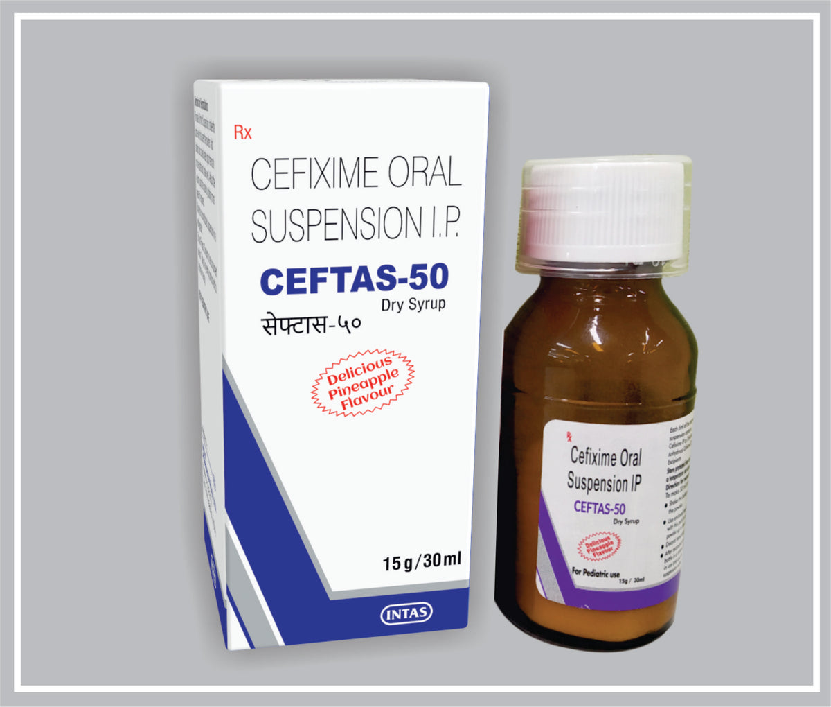 Ceftas-50 Ds 30 Ml (Cefixime 50 Mg/5 Ml Dry Syr) By Intas