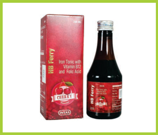 Hb Ferry 200 Ml Ferric Ammonium Citrate 80 mg + Folic Acid 0.166 mg + Vitamin B12 1 mcg by Intas