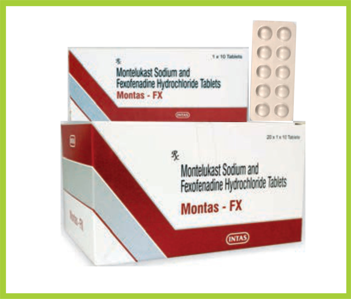 MONTAS-FX 10 TAB (Montelukast 10 mg + Fexofenadine Hydrochloride 120 mg) by Intas
