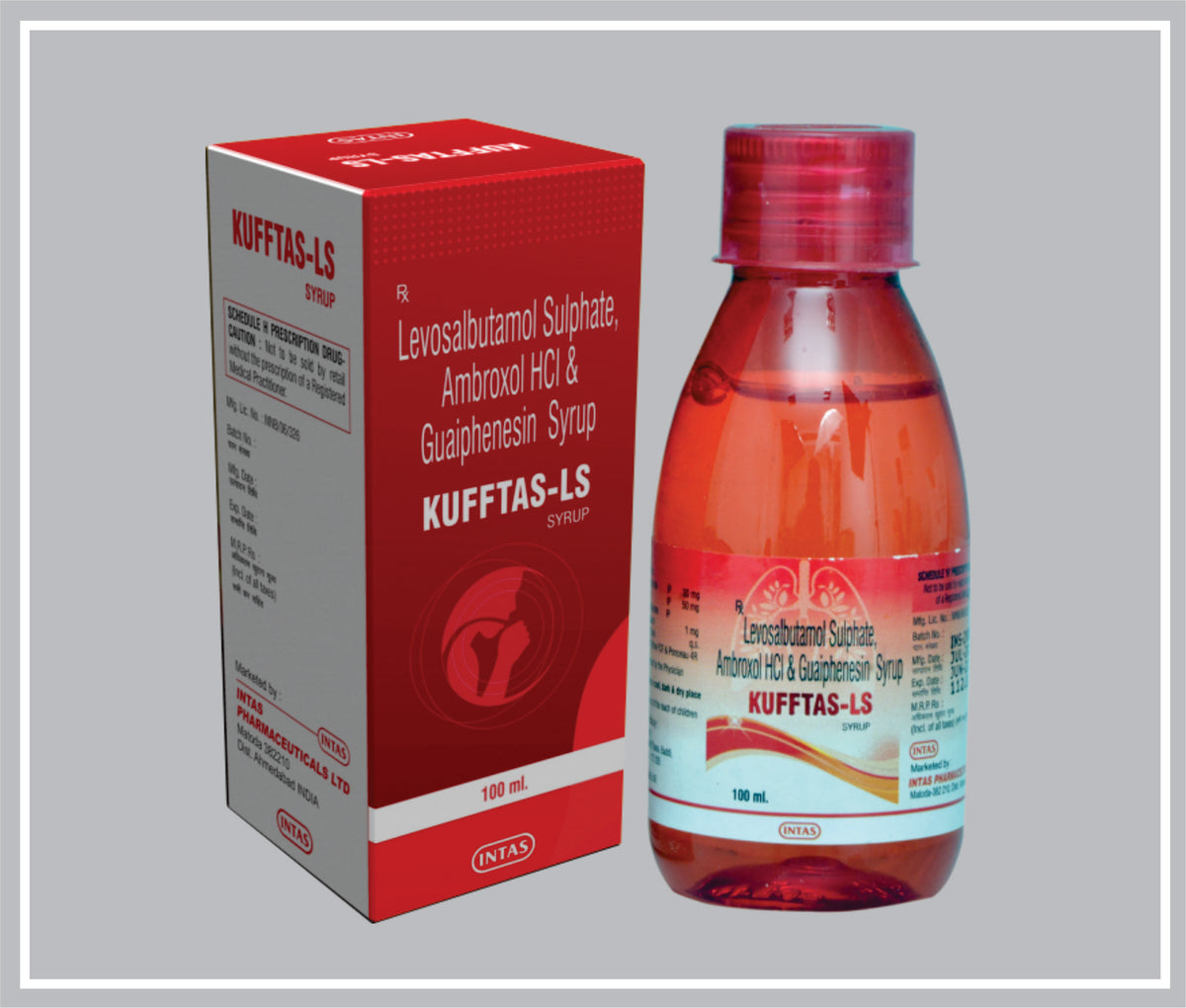 Kufftas-Ls 100Ml (Ambroxol 30 Mg, Guaiphenesin 50 Mg, Levosalbutamol 1 Mg/5 Ml Syr) By Intas