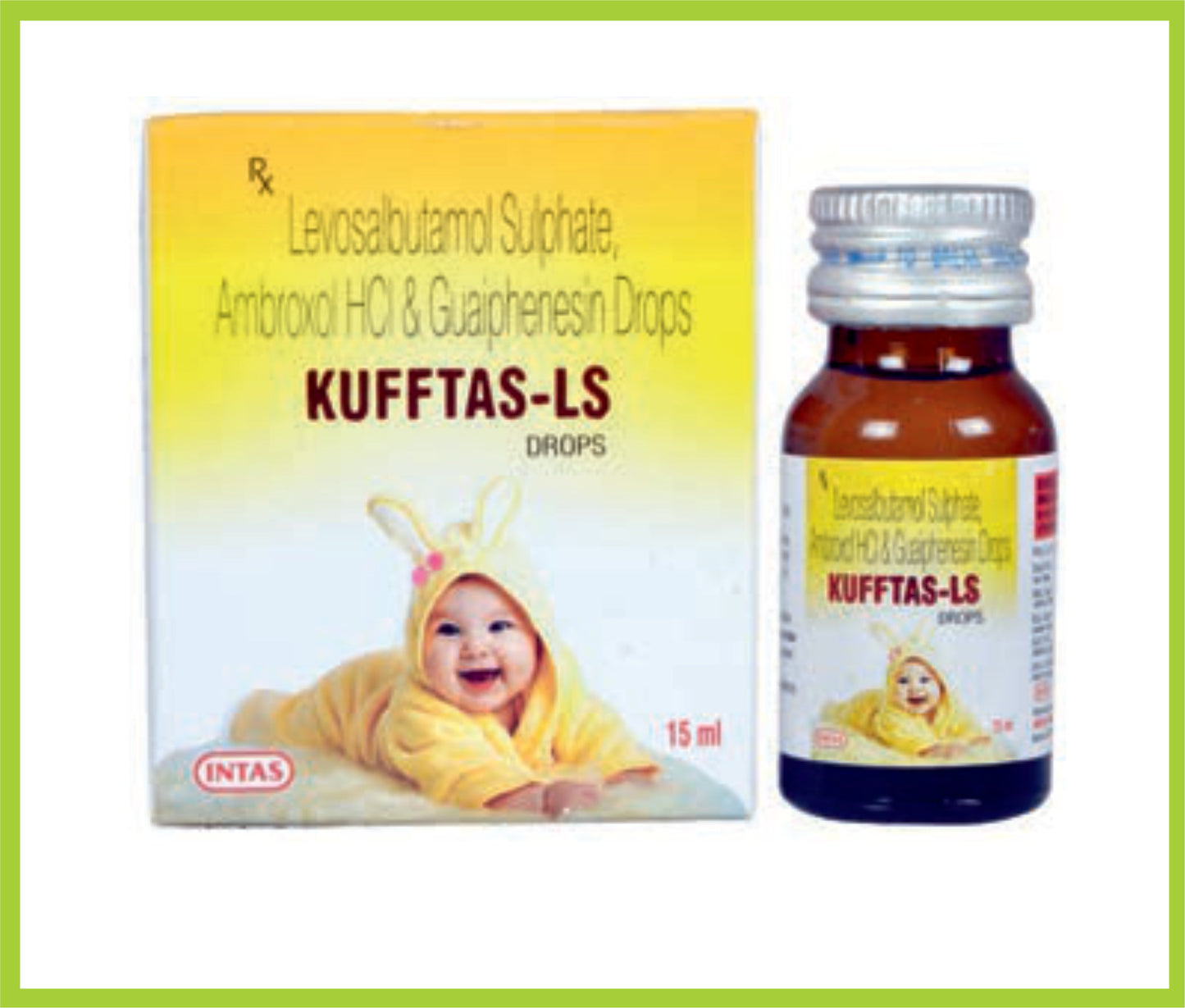 Kufftas-Ls Drops 15 Ml Ambroxol Hydrochloride 7.5 mg + Levosalbutamol 0.25 mg + Guaiphenesin 12.5 mg by Intas