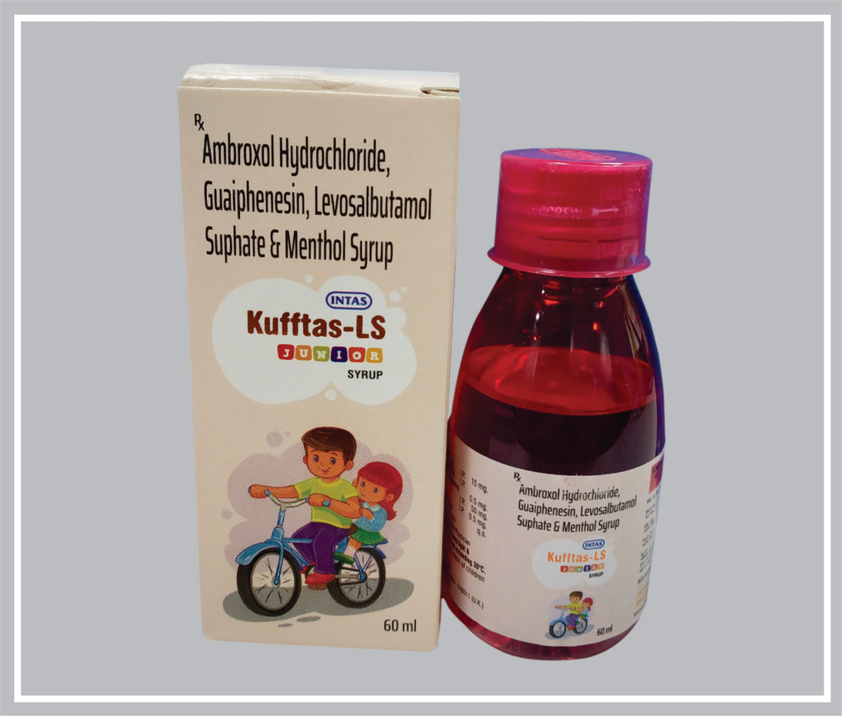 Kufftas Ls Junior Syrup 60 Ml (Ambroxol 15 Mg/5 Ml, Guaiphenesin 50 Mg/5 Ml, Levosalbutamol 0.5 Mg/5 Ml Syr) By Intas