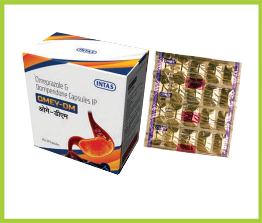 Omey Dm 20 Cap Omeprazole 20 mg + Domperidone 10 mg by Intas