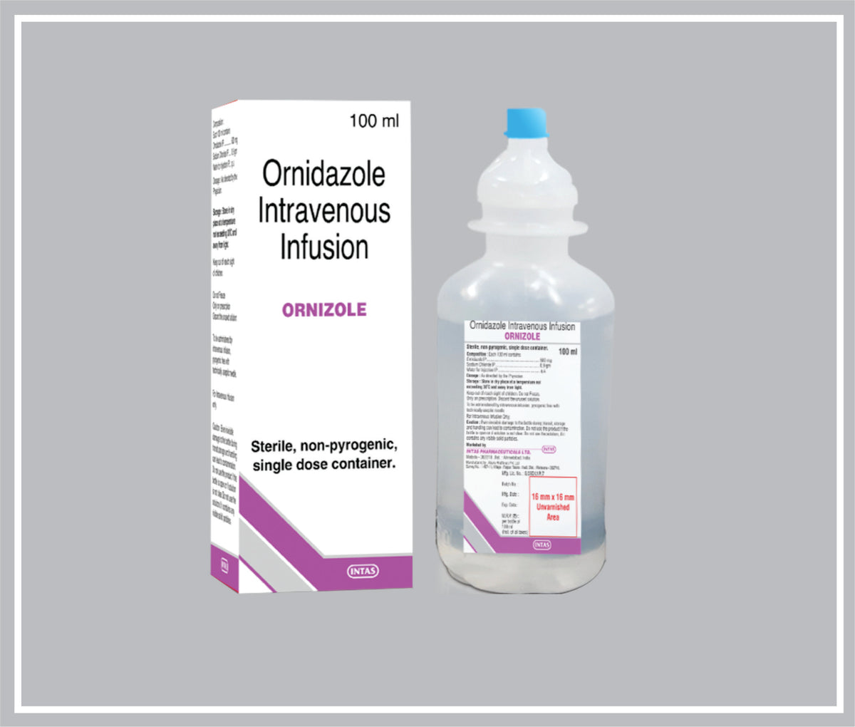 Ornizole 100 Ml (Ornidazole 500 Mg, Sodium Chloride 900 Mg Inj) By Intas