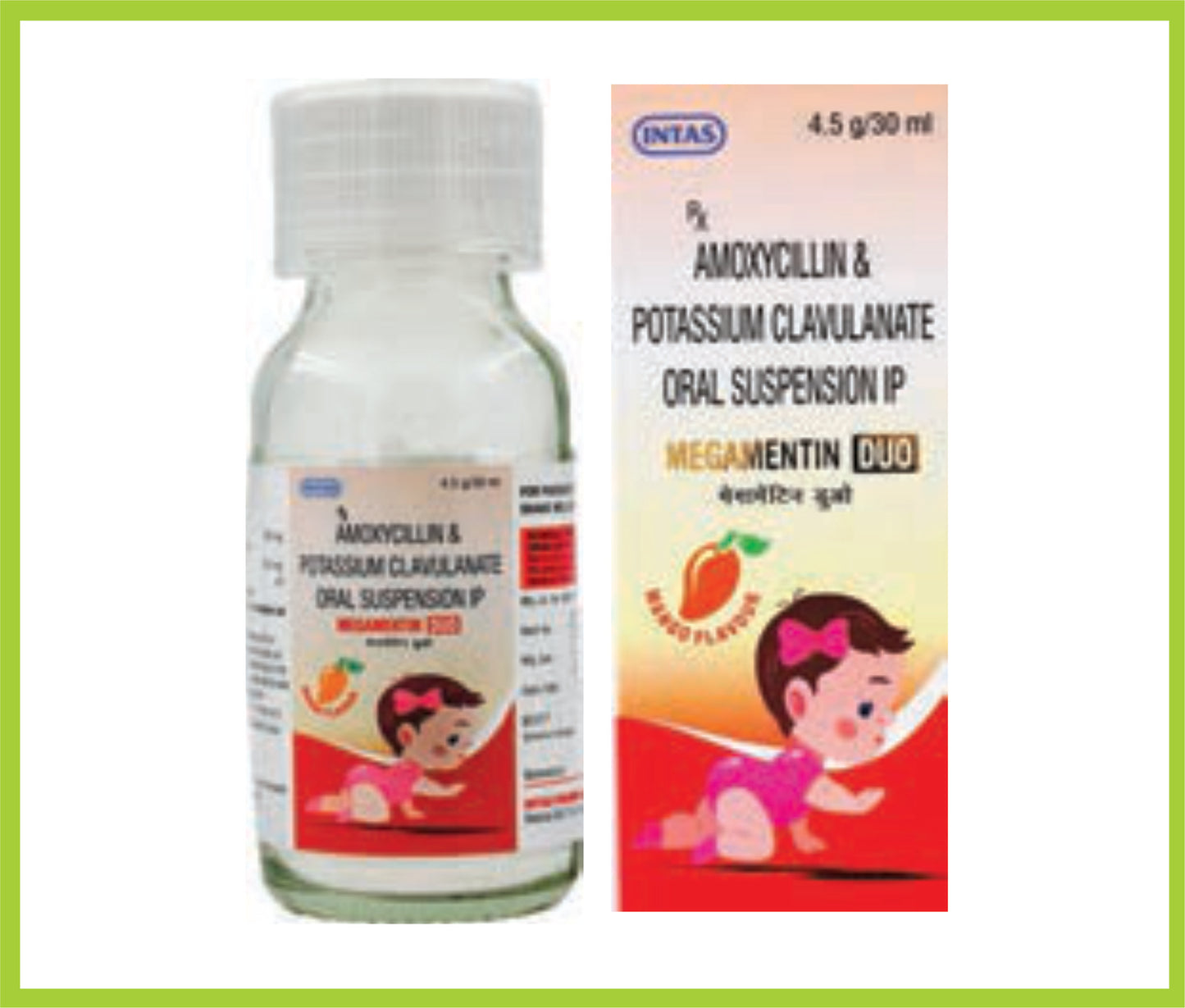 Megamentin Duo 30Ml (With Wfi) Amoxycillin 200 mg + Clavulanic Acid 28.5 mg by Intas
