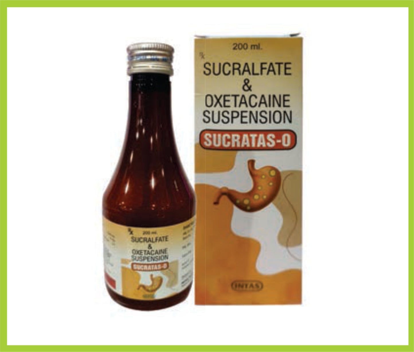 Sucratas- O Sus 200Ml Sucralfate 1000 mg + Oxetacaine 10 mg by Intas