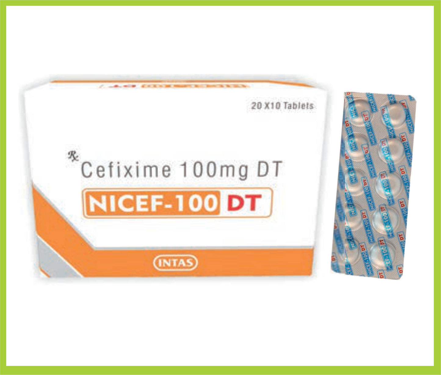 Nicef-100 Dt 10 Tab Cefixime 100 mg by Intas