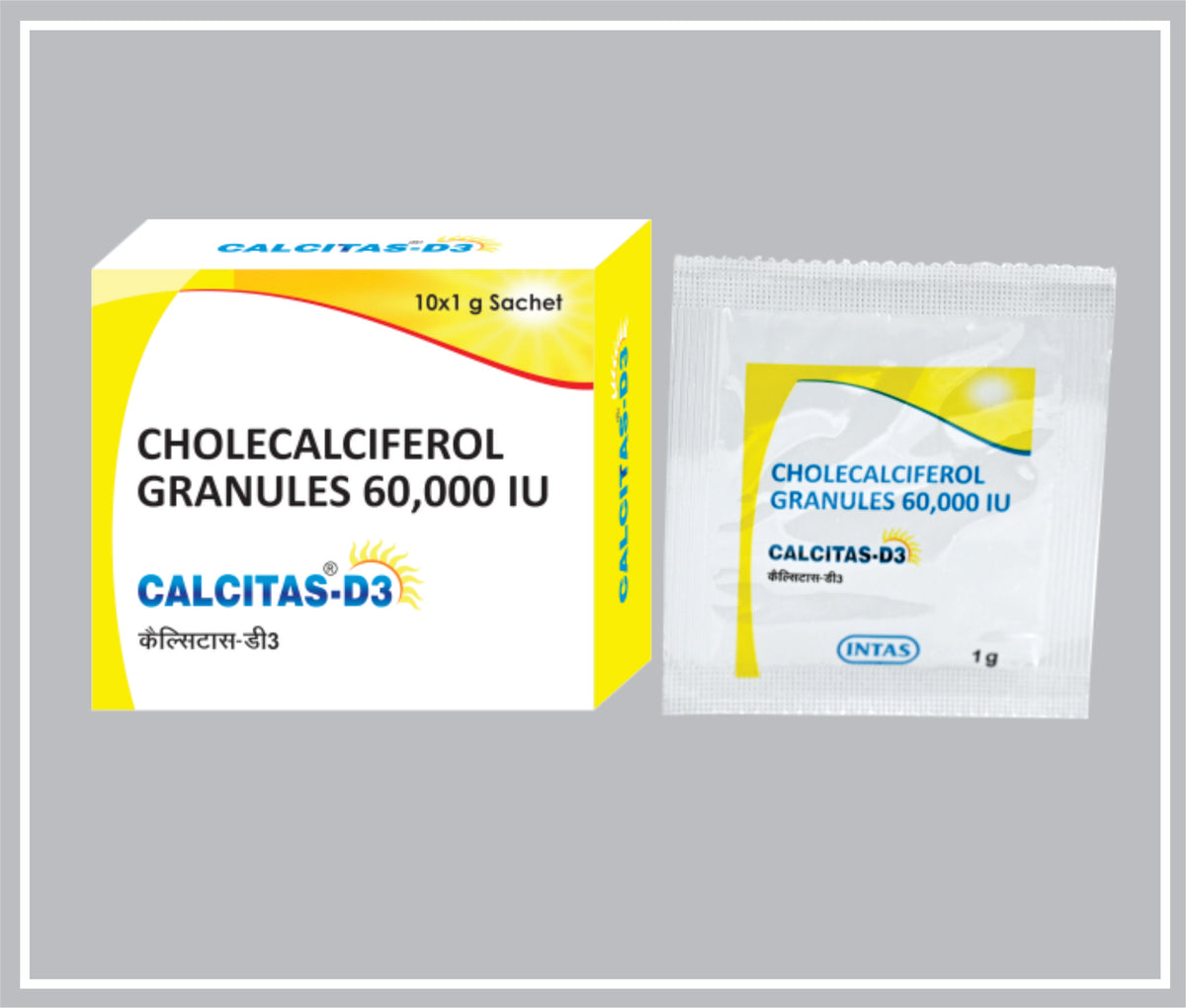 Calcitas - D3 1Gm Sacchet (Cholecalciferol 60000 Iu Sachet) By Intas