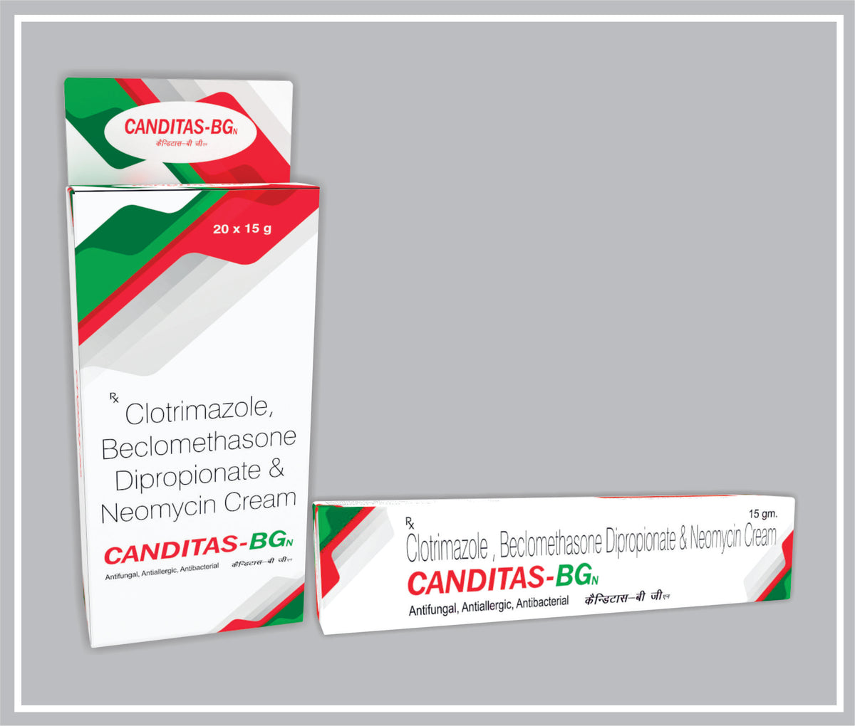 Canditas Bgn 15 Gm (Combo (Clotrimazole 1% W/W, Beclomethasone Dipropionate 0.025% W/W, Neomycin Sulphate 0.5% W/W, Chlorocresol 0.1% W/W Cream) By Intas