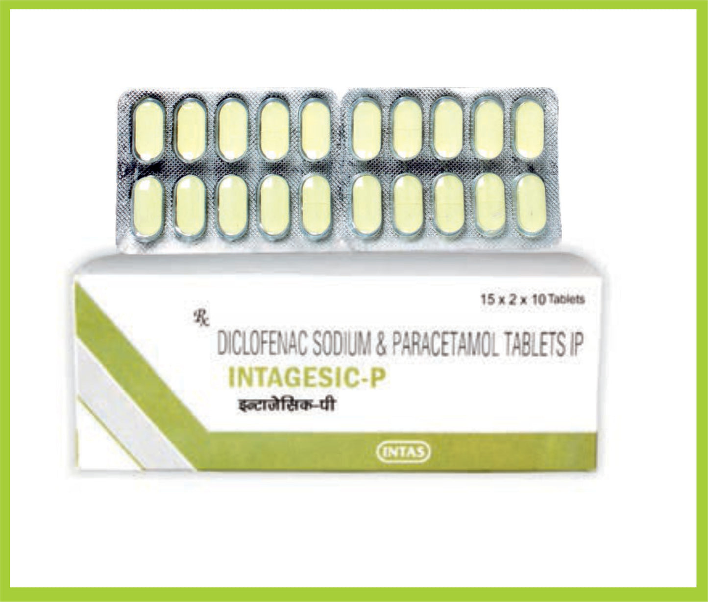 Intagesic-P 10 Tab (30X10) Diclofenac 50 mg + Paracetamol 325 mg by Intas