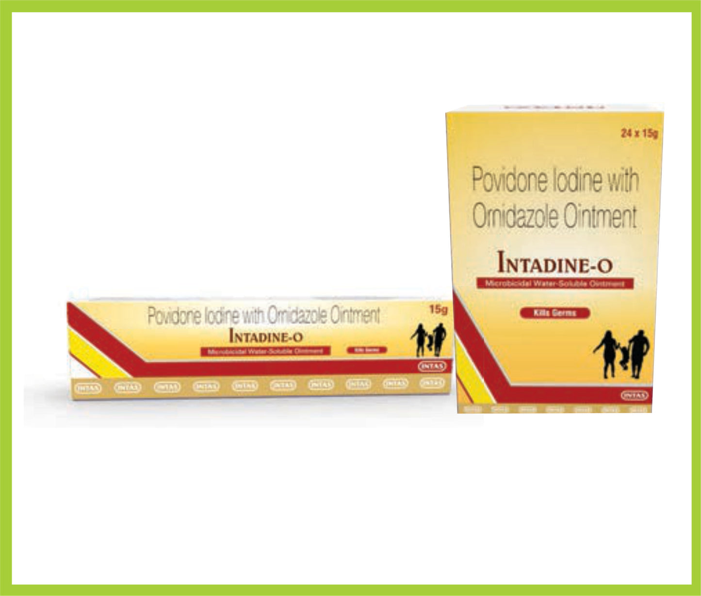 INTADINE-O 15 GM (COMBO) (Povidone Iodine 5% w/w + Ornidazole 1% w/w) by Intas