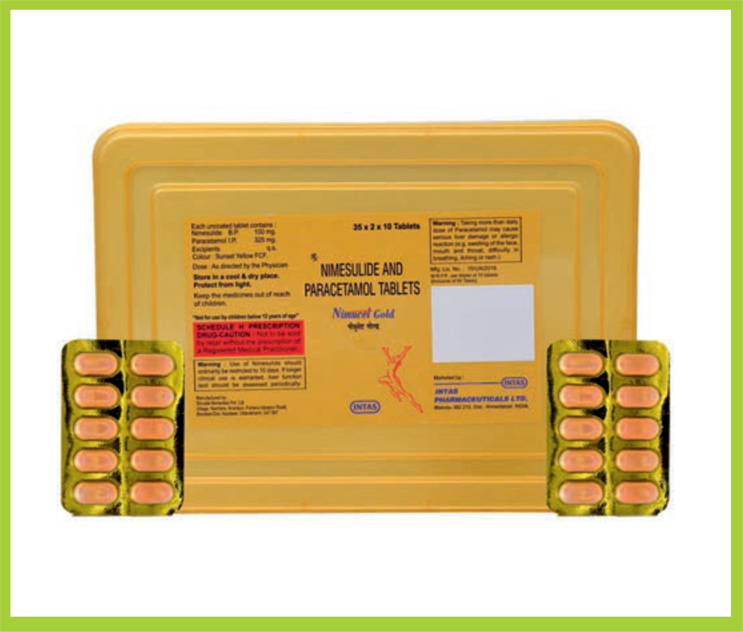 NIMUCET GOLD TAB (70x10) (Nimesulide 100 mg + Paracetamol 325 mg) by Intas