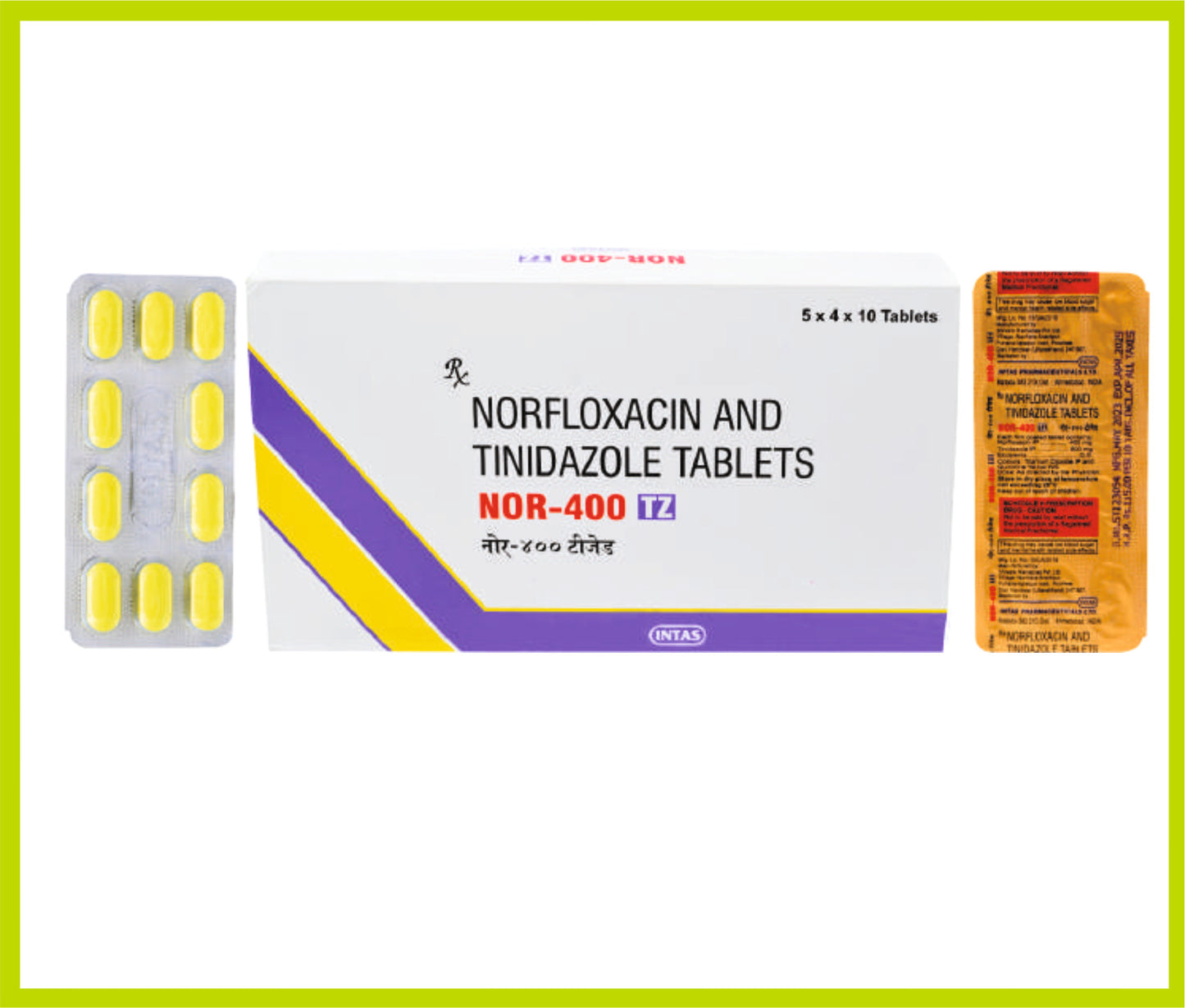 Nor- 400 Tz 10 Tab Norfloxacin 400 mg + Tinidazole 600 mg by Intas