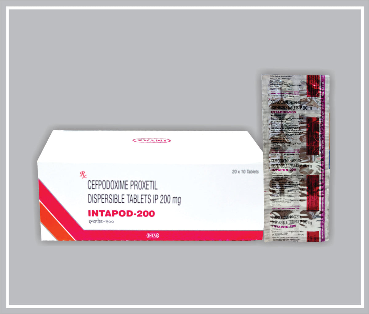 Intapod 200 10 Tab (Oval) (Cefpodoxime Proxetil 200 Mg Dt Tab) By Intas
