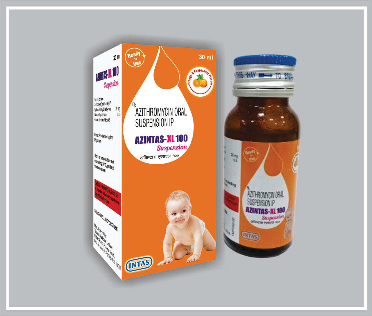 Azintas- Xl 100 30Ml (Azithromycin 100 Mg/5 Ml) By Intas