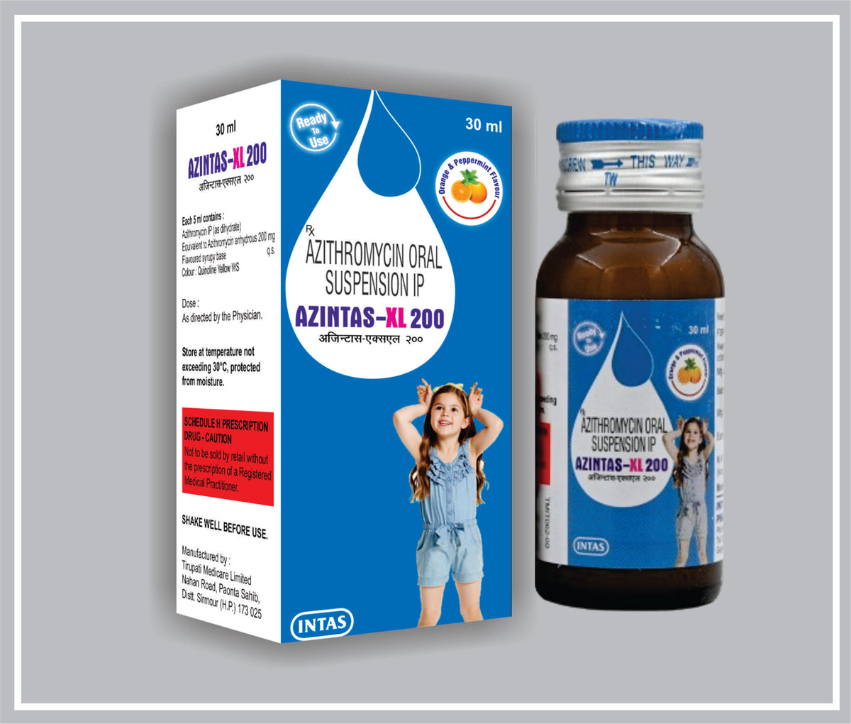 Azintas- Xl 200 30Ml (Azithromycin 200 Mg/5 Ml Dry Syr) By Intas