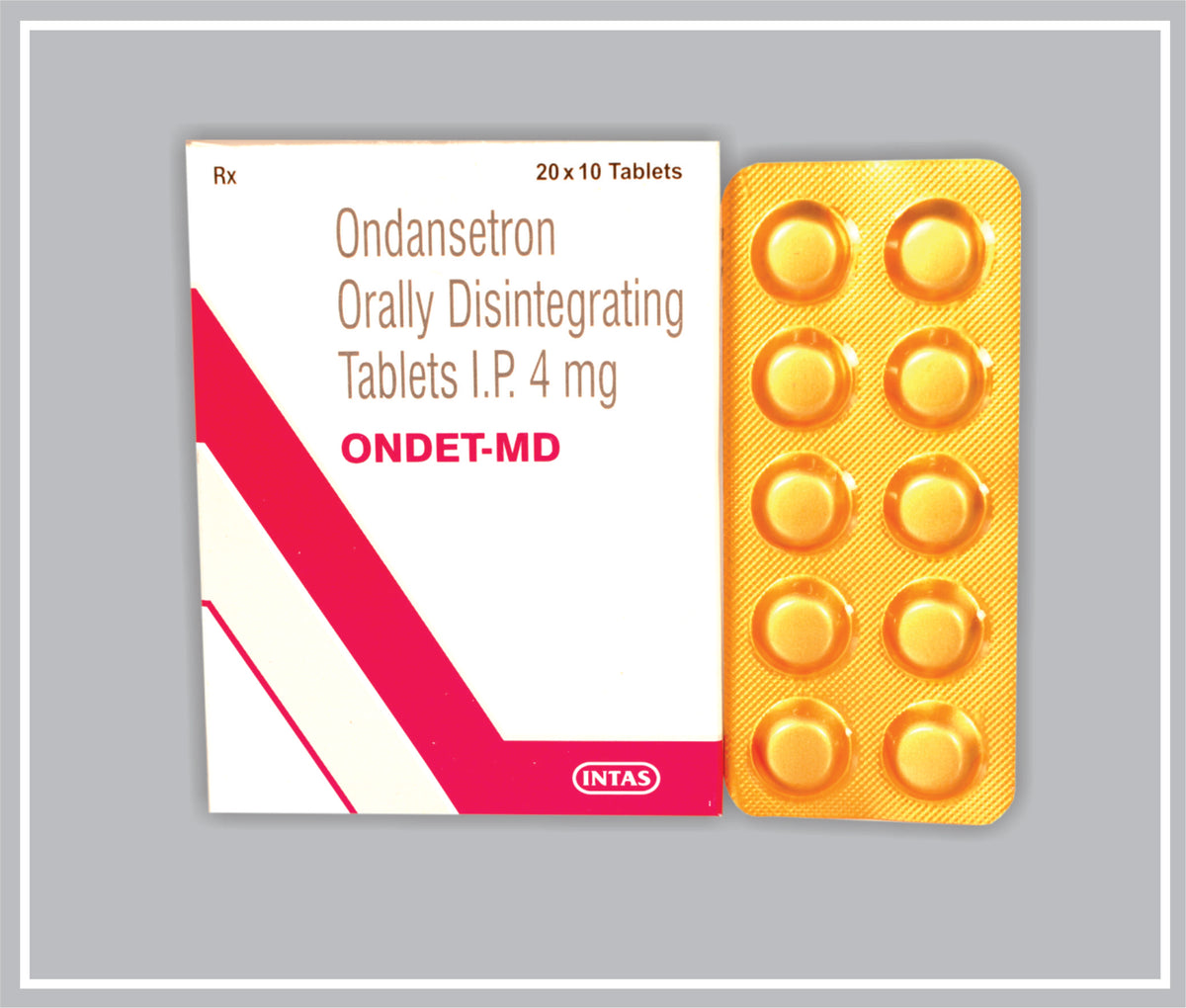 Ondet Md 10 Tab (Combo) (Ondansetron Hydrochloride 4Mg Mouth Dissolving Tablet) By Intas