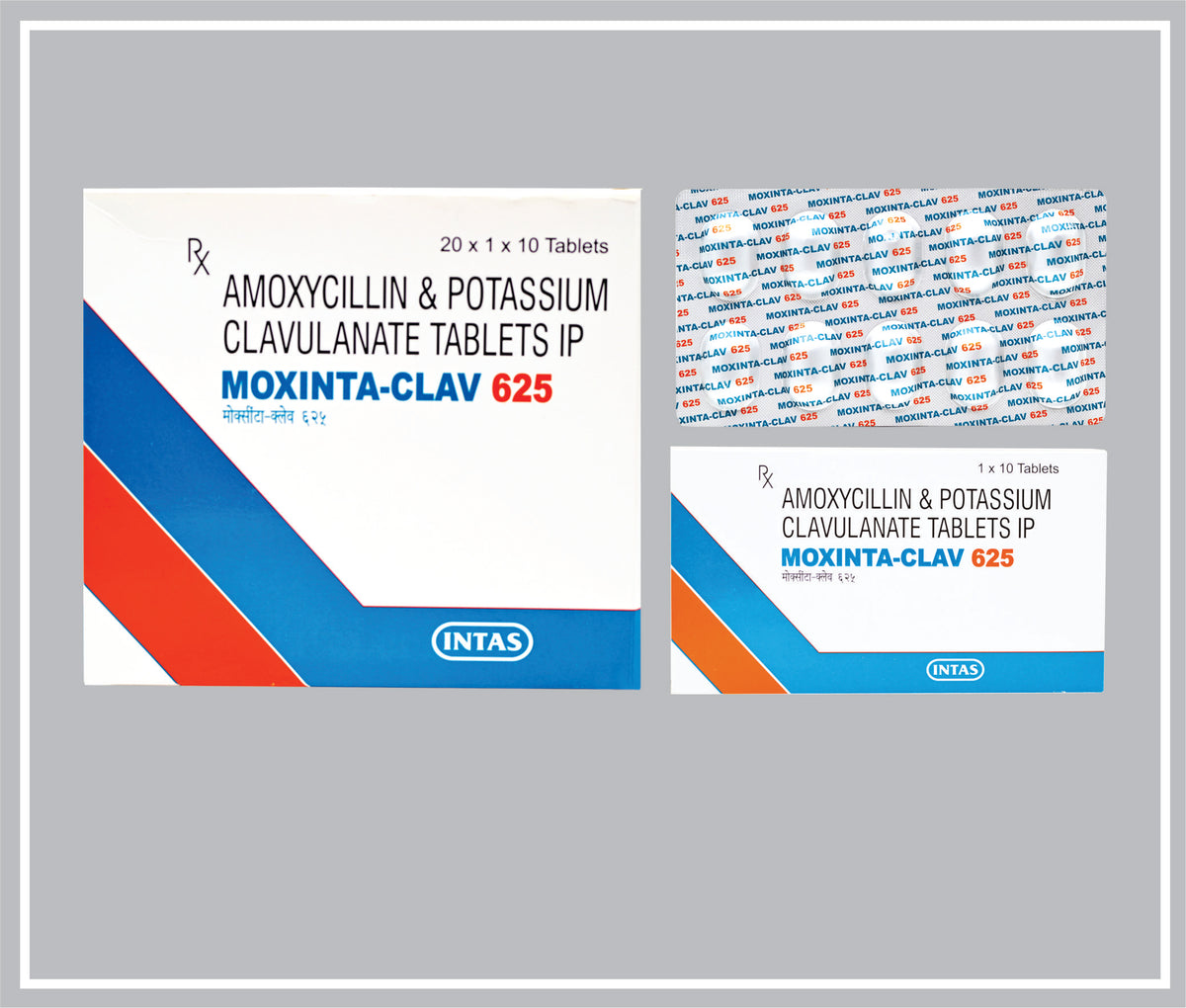 Moxinta Clav 625 (10 T) (Amoxycillin 500 Mg, Potassium Clavulanate 125 Mg Tab) By Intas