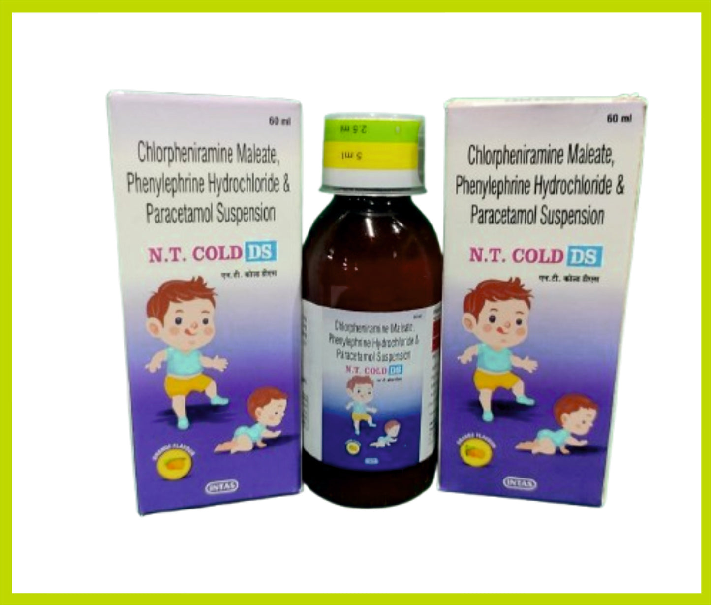 N.T. Cold Ds 60Ml Chlorpheniramine Maleate 2 mg + Phenylephrine Hydrochloride 5 mg + Paracetamol 250 mg by Intas
