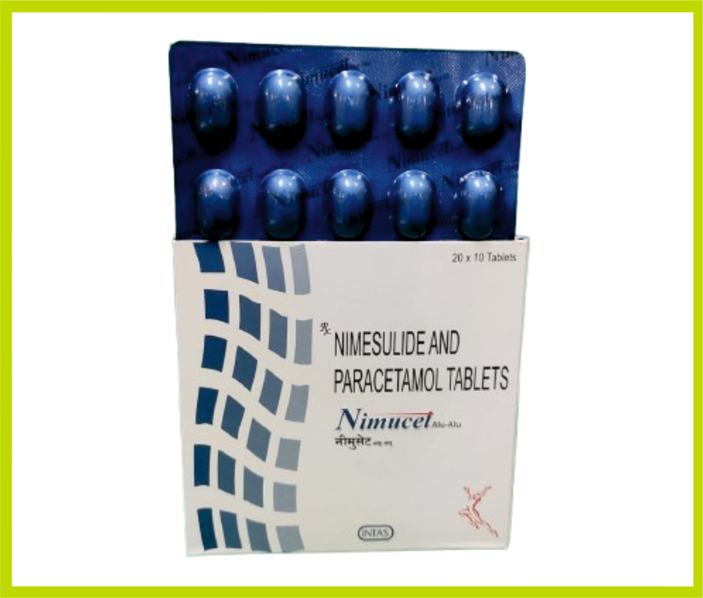 Nimucet 10 Tab ( Blue - Alu Alu) Nimesulide 100 mg + Paracetamol 325 mg by Intas