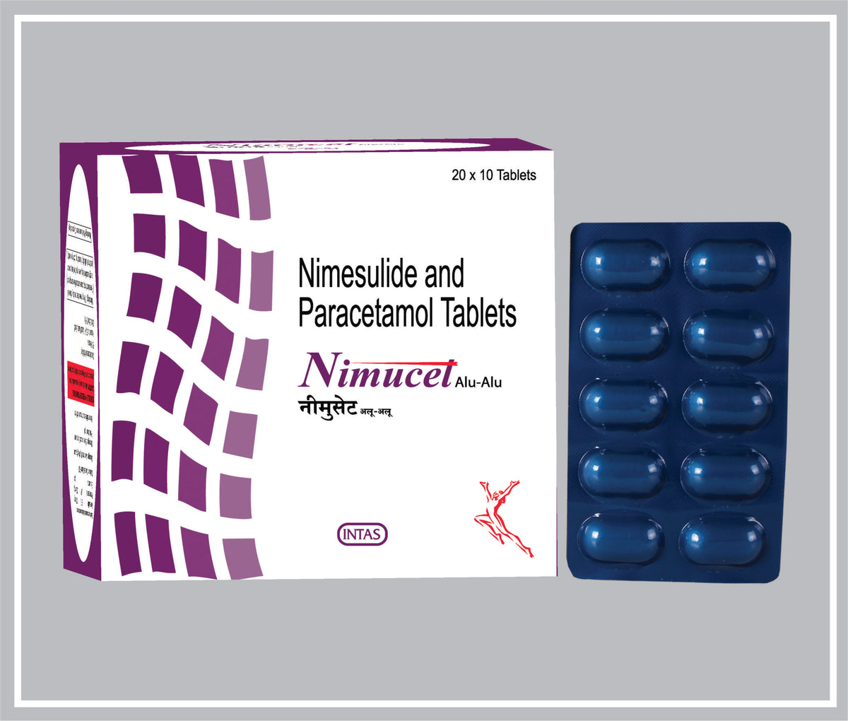 Nimucet 10 Tab ( Blue - Alu Alu) (Nimesulide 100 Mg, Paracetamol 325 Mg Tab) By Intas