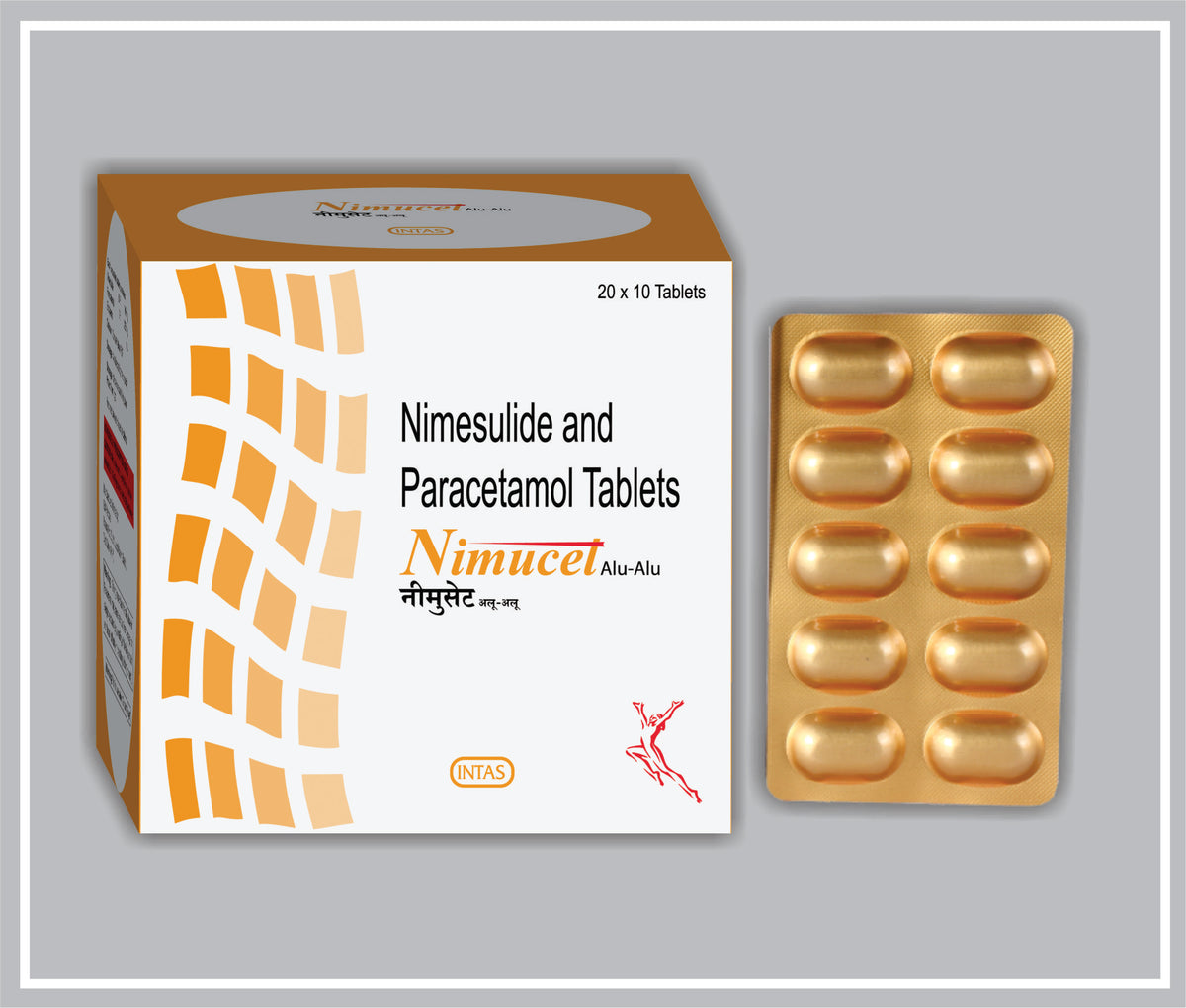 Nimucet 10 Tab( Gold - Alu Alu) (Nimesulide 100Mg + Paracetamol 325Mg, Golden Alu-Alu) By Intas