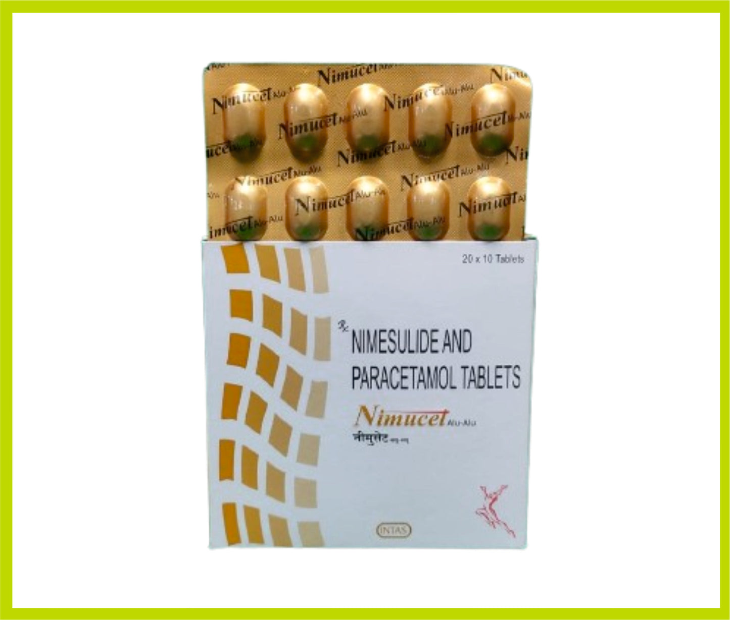 Nimucet 10 Tab( Gold - Alu Alu) (Nimesulide 100 Mg, Paracetamol 325 Mg Tab) By Intas