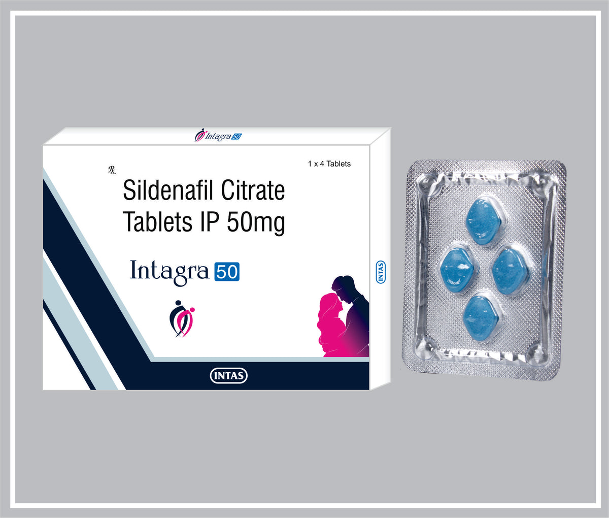 Intagra-50 4 Tab ( Combo ) (Sildenafil Citrate 50Mg) By Intas