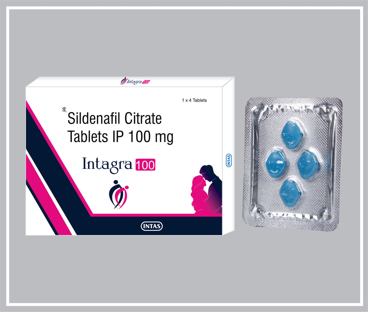 Intagra-100 4 Tab ( Combo ) (Sildenafil 100 Mg) By Intas