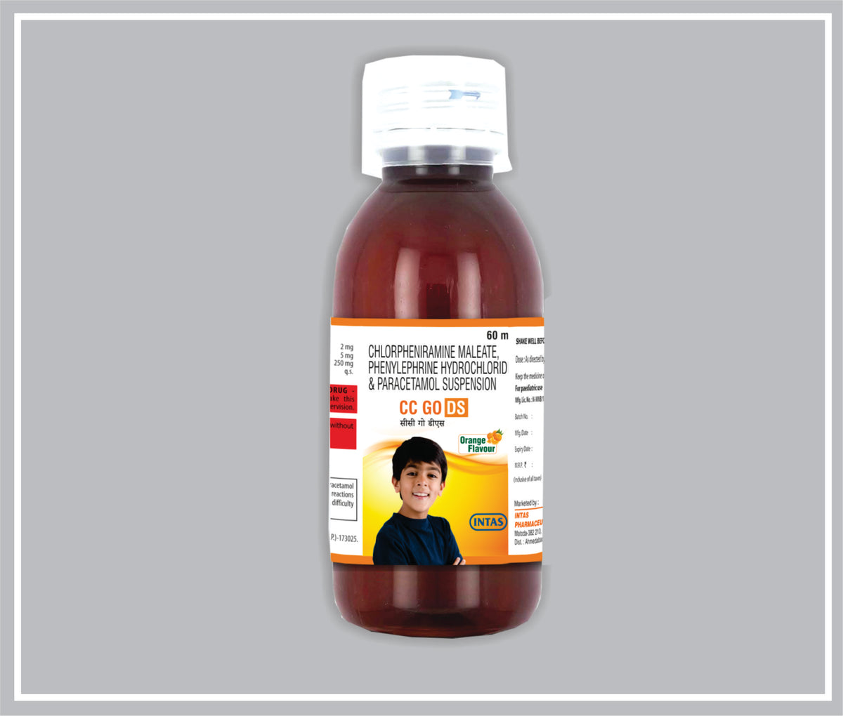 Cc Go Ds 60Ml (Paracetamol 250 Mg/5 Ml, Phenylephrine 5 Mg/5 Ml, Chlorpheniramine 2 Mg/5 Ml Dry Syr) By Intas
