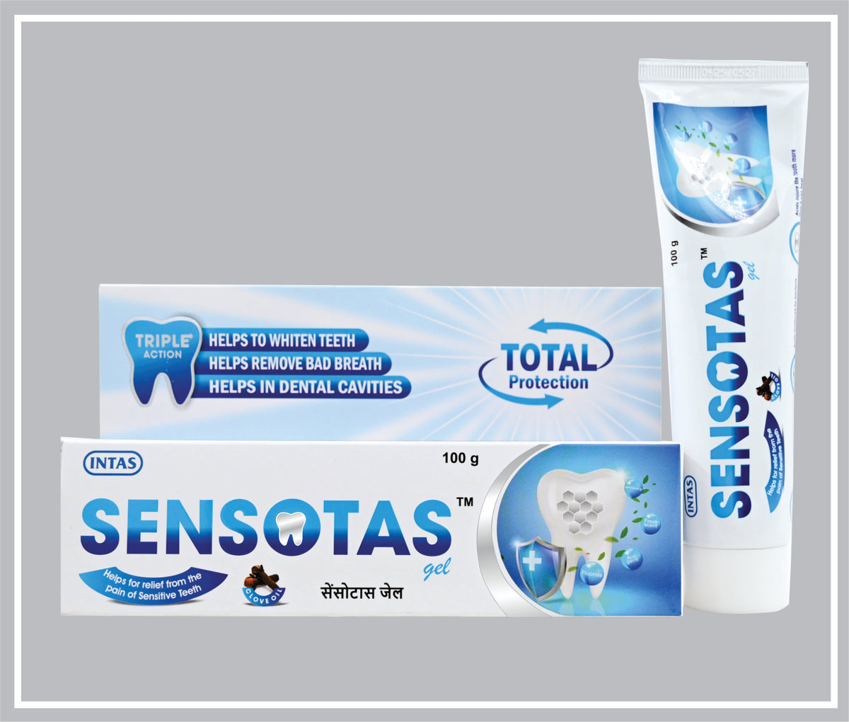 Sensotas (100 Gm) (Potassium Nitrate 5%, Sodium Monofluorophosphate 0.7%, Triclosan 0.3%) By Intas