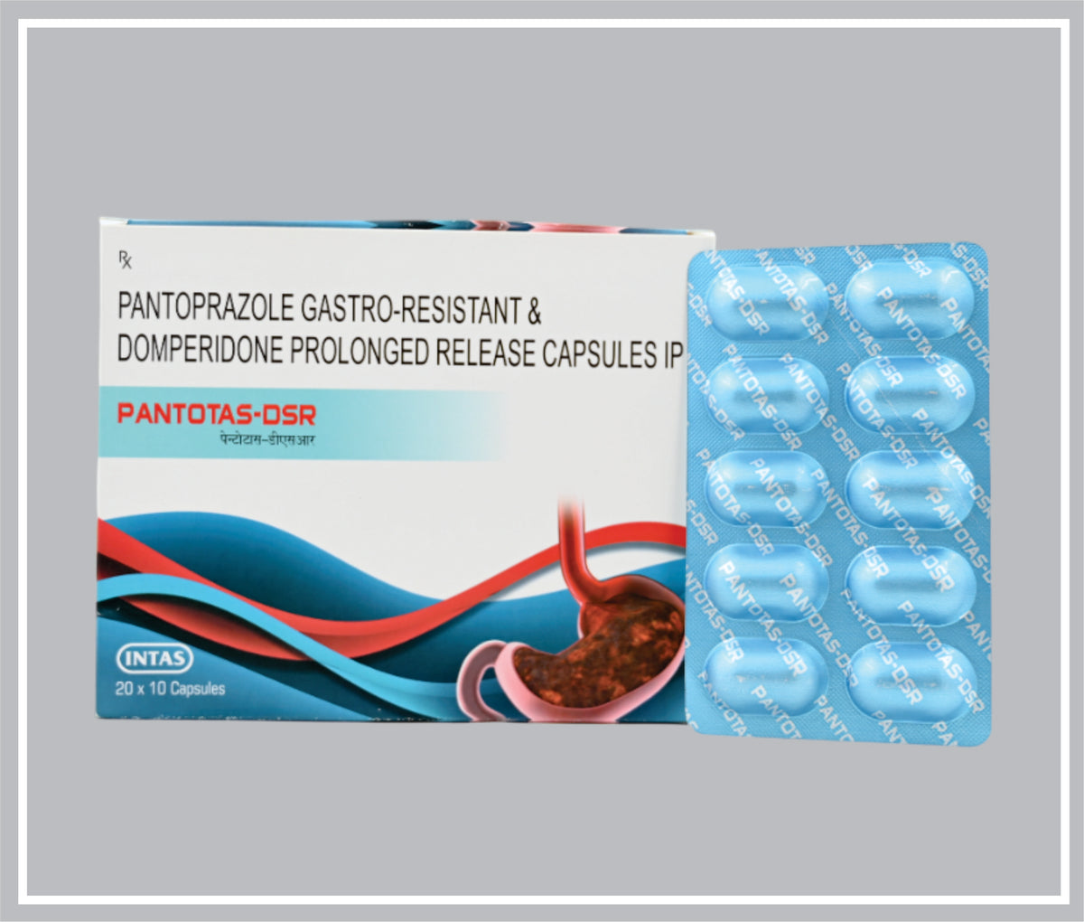 Pantotas Dsr 20*10S (Combo) (Pantoprazole 40 Mg Ec, Domperidone 30 Mg Sr) By Intas