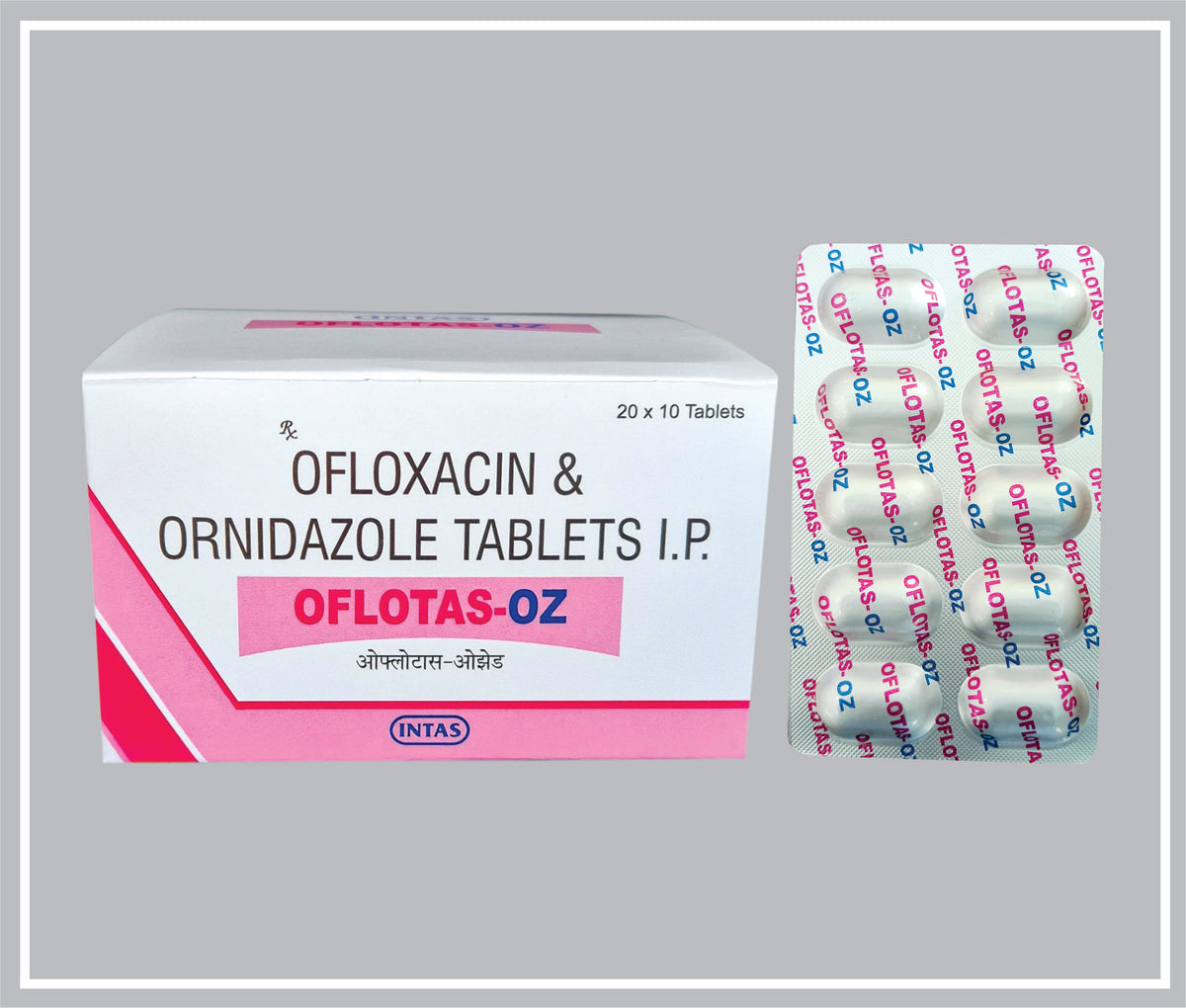 Oflotas-Oz 10 Tab (Alu - Alu ) (Ofloxacin 200Mg + Ornidazole 500Mg) By Intas