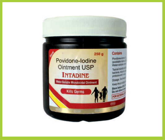 Intadine Ointment 250Gm Povidone Iodine 5% w/w by Intas