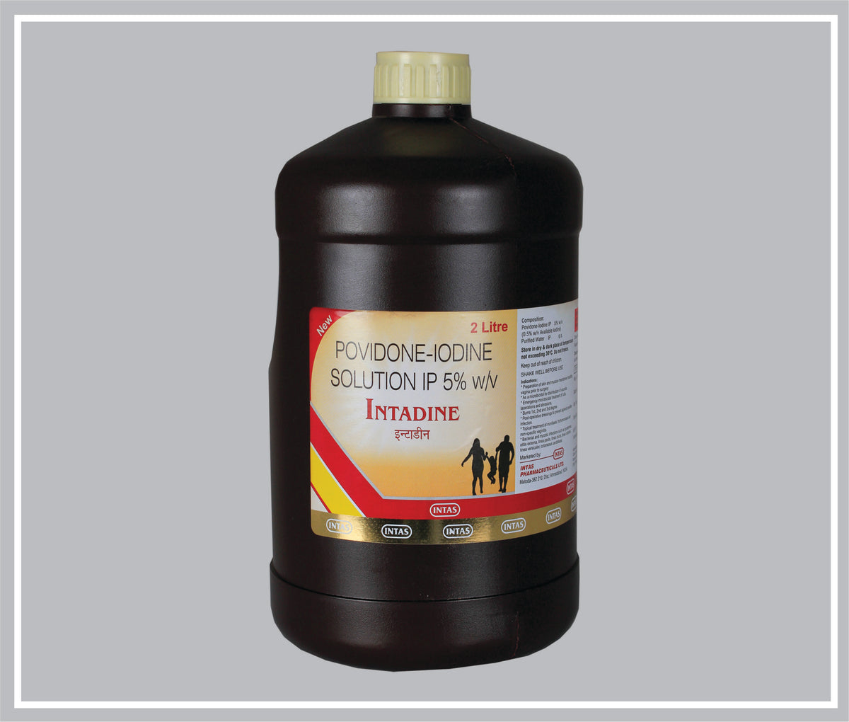 Intadine Solution 2000Ml (Povidone Iodine 5% W/V Solution) By Intas