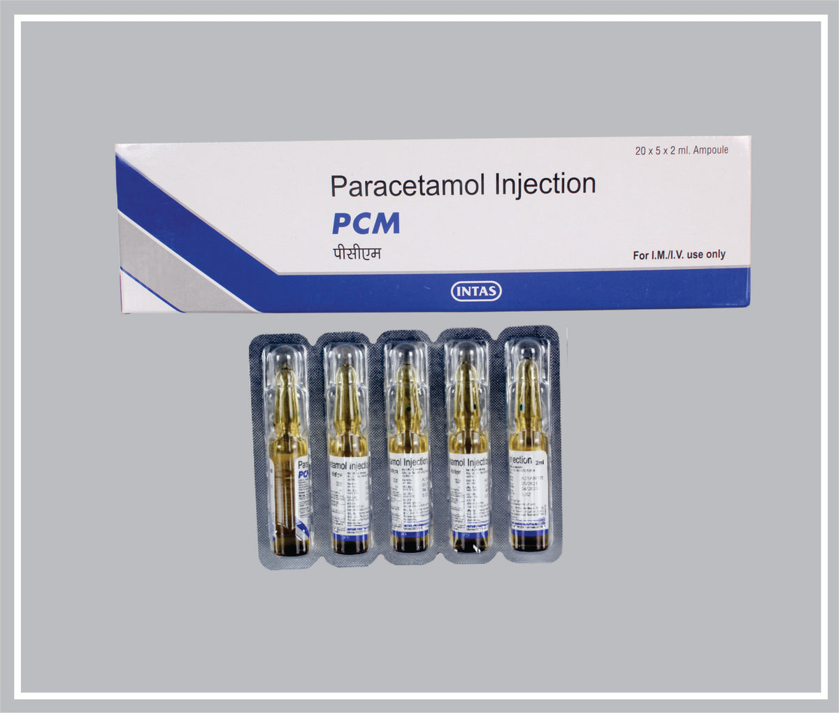 Pcm Inj. 2Ml (Paracetamol 150 Mg/Ml Inj) By Intas