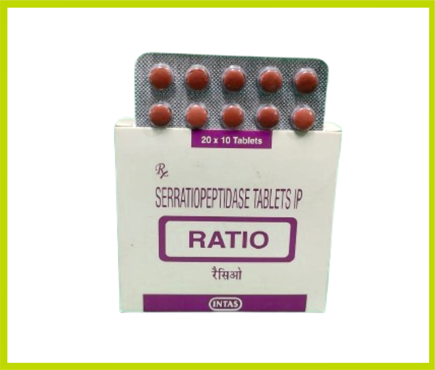 Ratio 10 Tab Serratiopeptidase 10 mg by Intas