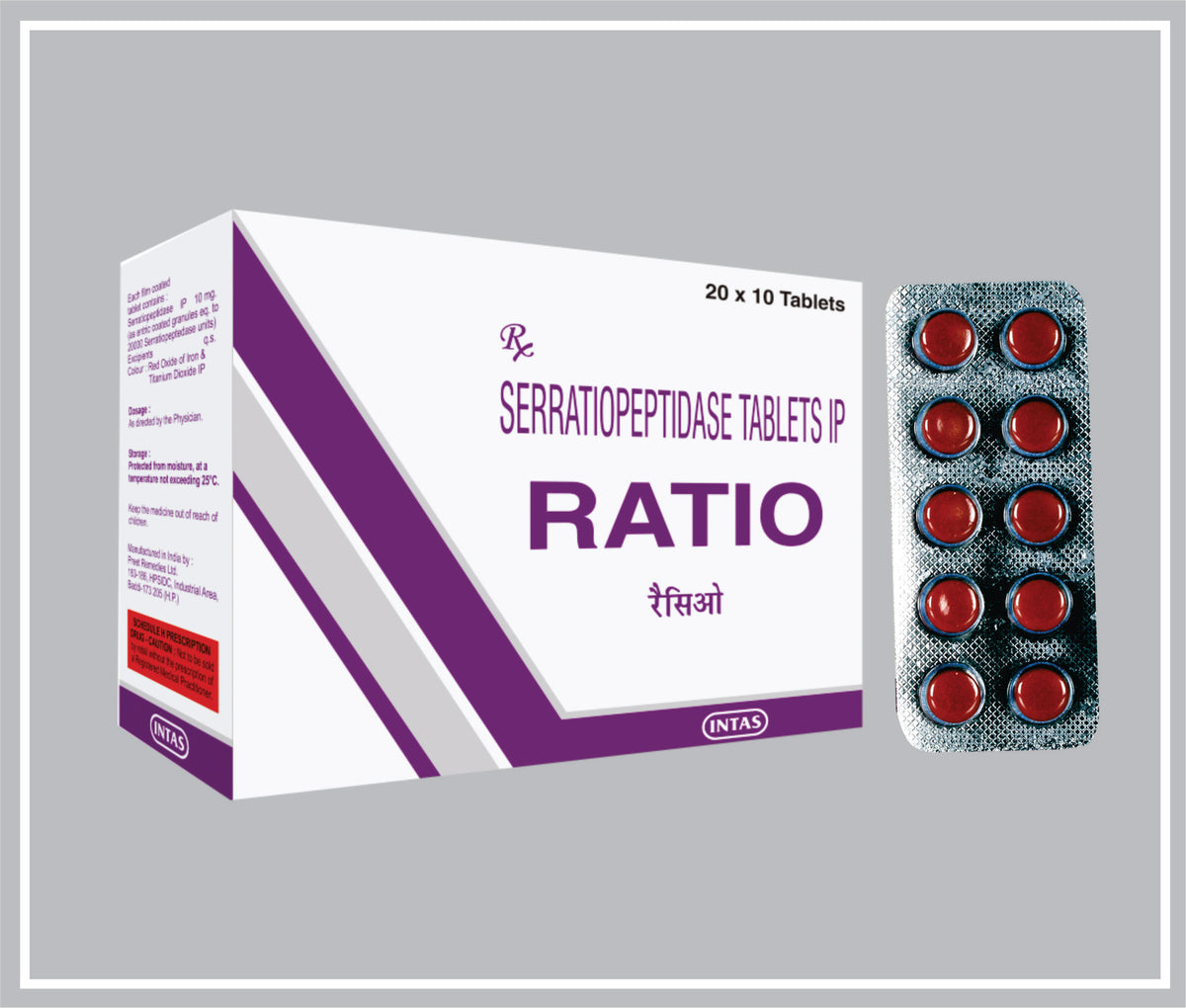 Ratio 10 Tab (Serratiopeptidase 10 Mg Tab) By Intas