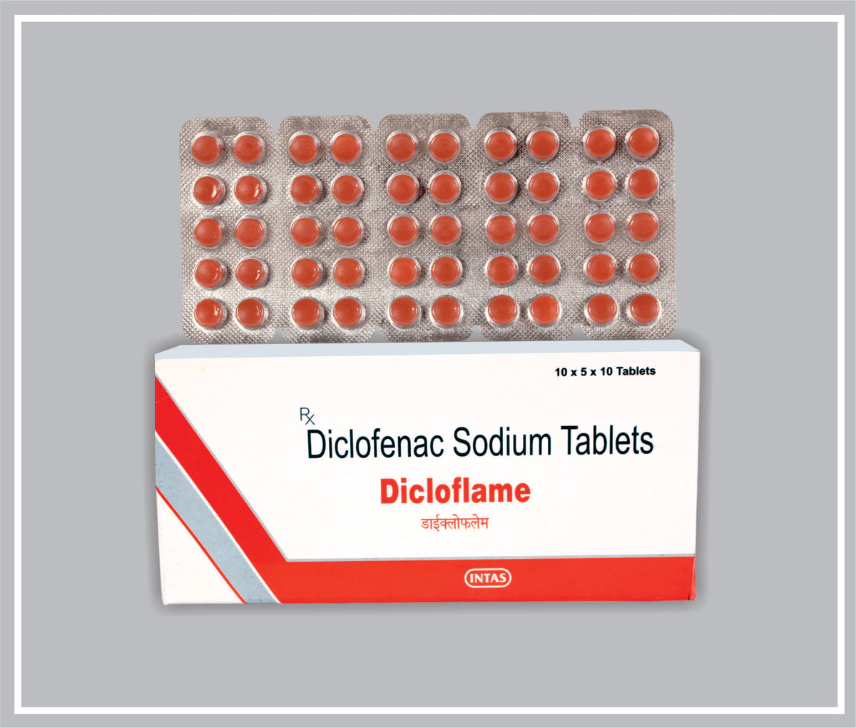 Dicloflame-50 10 Tab (Diclofenac Sodium 50 Mg Tab) By Intas