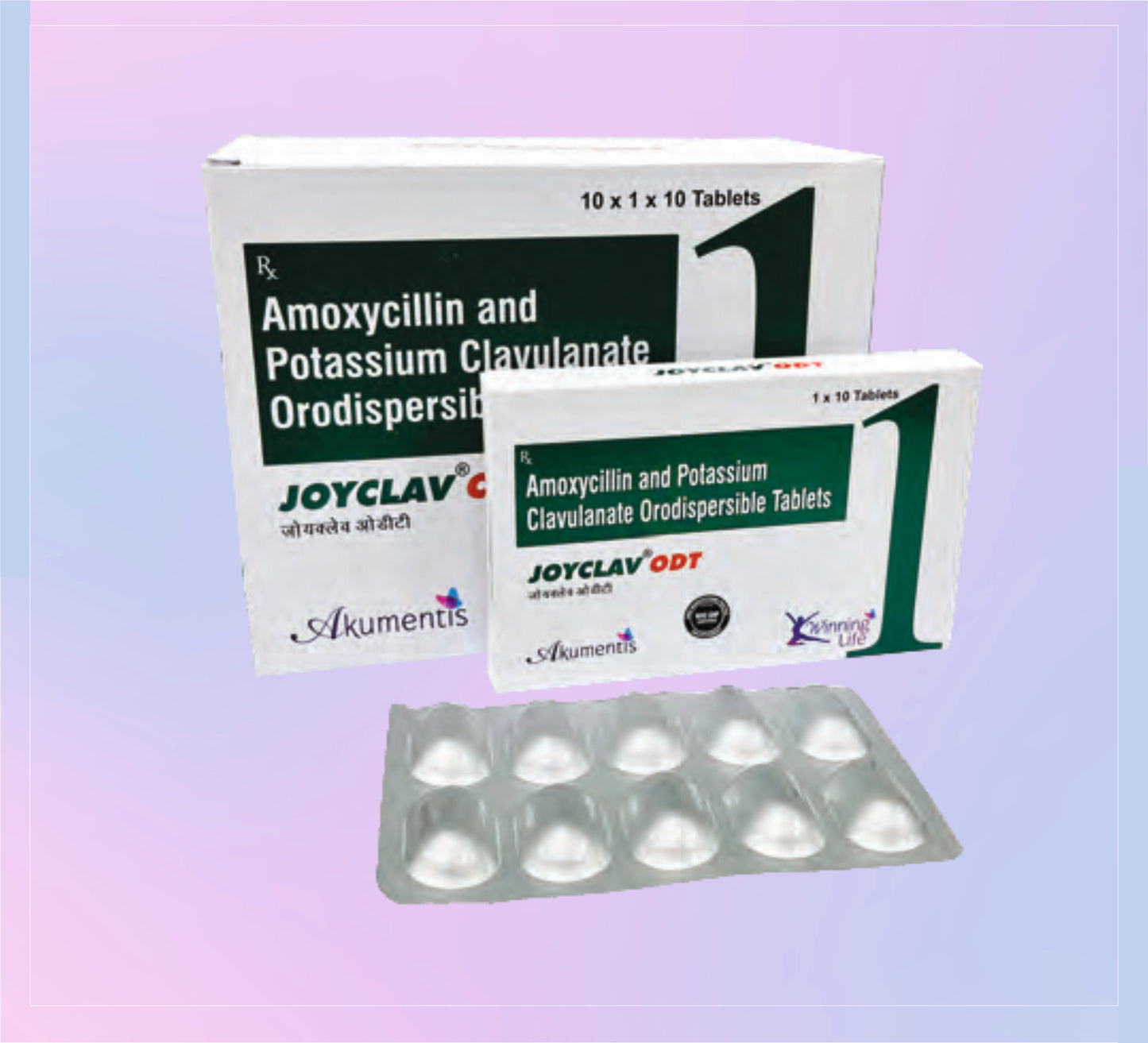 Joyclav Odt Tab (Al) 10`S 10x1x10 Amoxicillin 600 Mg + Clavulanic Acid 42.9 Mg by Akumentis