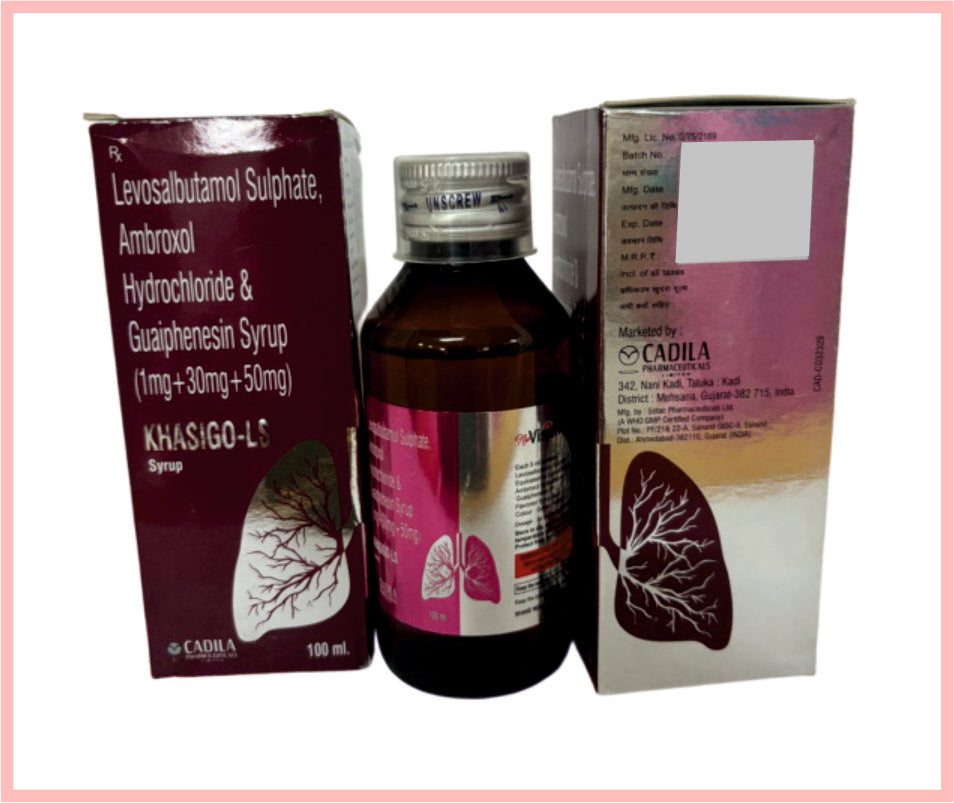 Khasigo Ls  100 Ml 100 Ml ( Ambroxol 30 Mg, Guaiphenesin 50 Mg & Levosolbutamol 1 Mg /5 Ml ) By Cadila