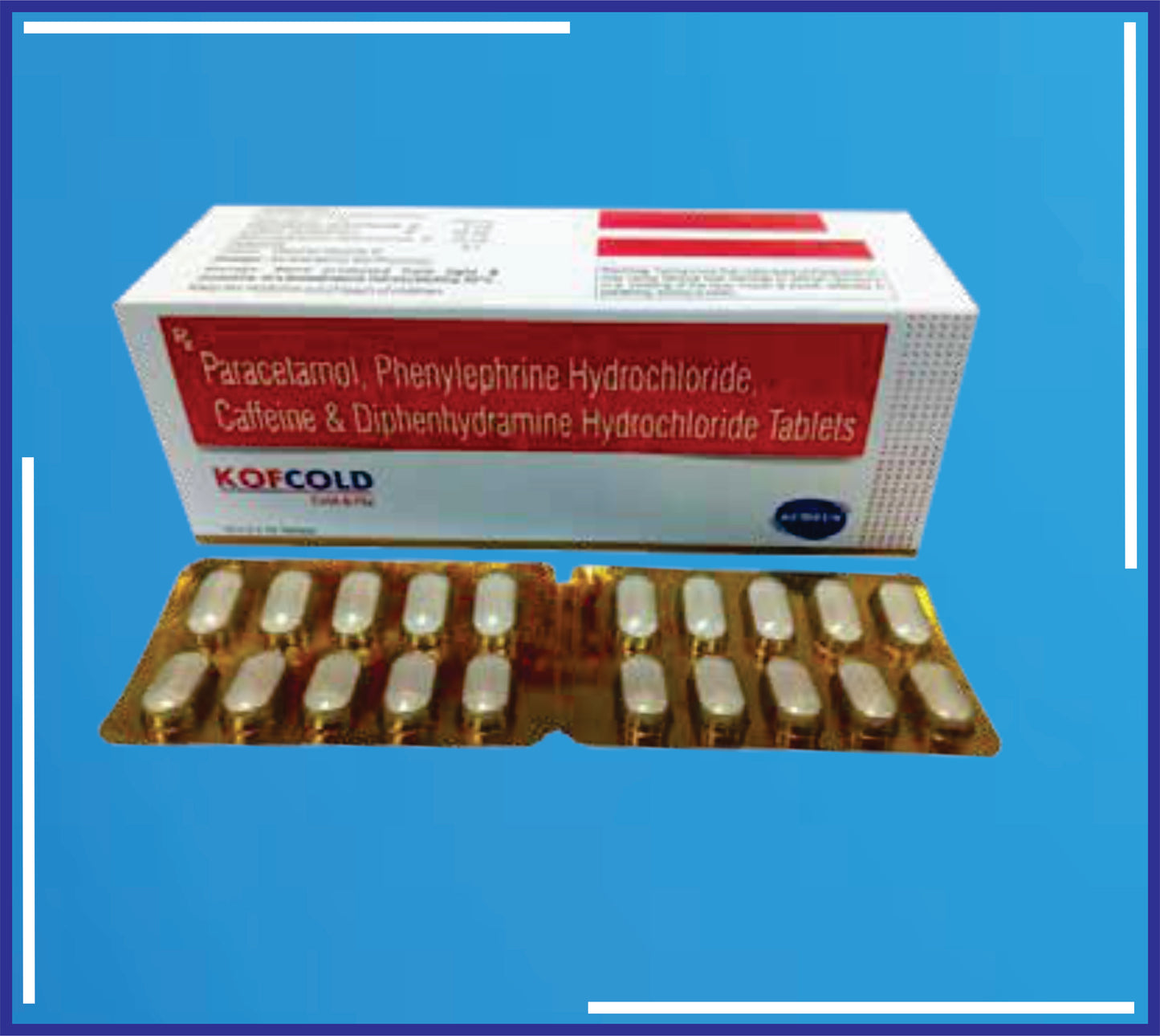 Kofcold Cold & Flu Tab ( Paracetamol Ip 500Mg + Phenylephrine Hcl Ip 5Mg + Caffeine Ip 30Mg + Diphenhydramine Hcl Ip 25Mg ) pack 10x2x10 by Kemsyn