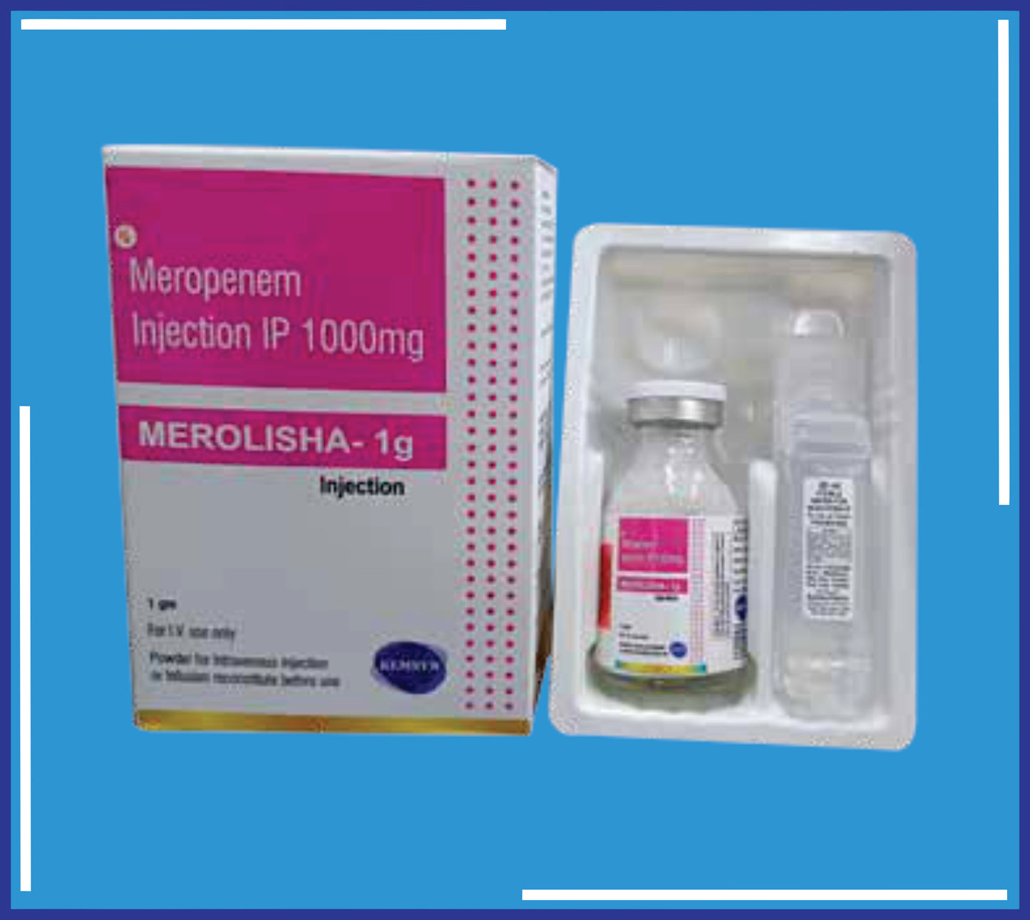 MEROLISHA 1G INJECTION 20MlVail (Sterile Meropenem I.P 1Gm, Sodium Carbonate (Sterile) 86Mg)by Kemsyn