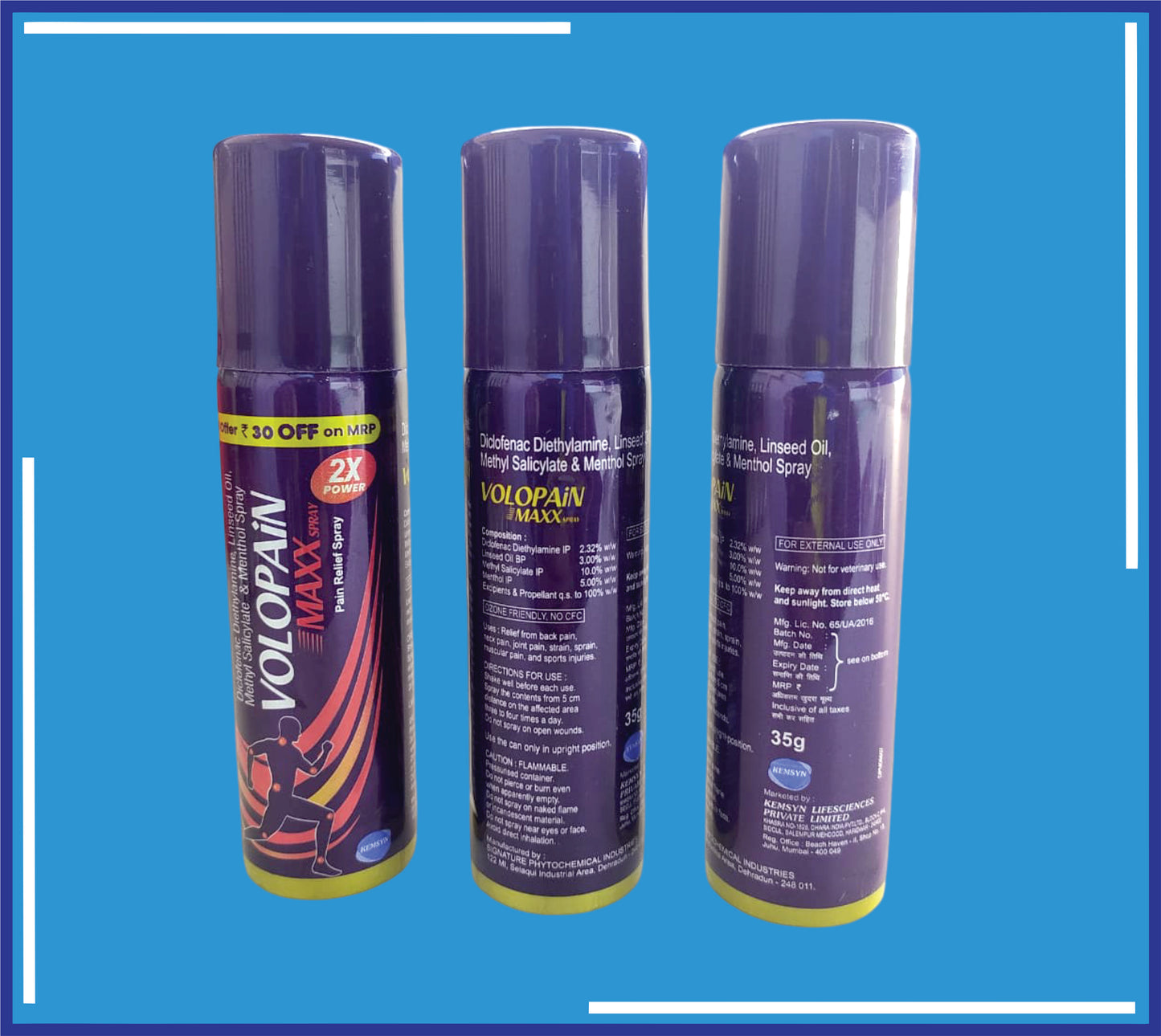 VOLOPAIN MAXX 35 GM 35Gm (Linseed Oil 3.0%W/W + Diclofenac Sodium 1% W/W + Methyl Salicylate Ip 10% W/W + Menthol 5% W/W+ Benzyl Alcohol 1% W/W)by Kemsyn