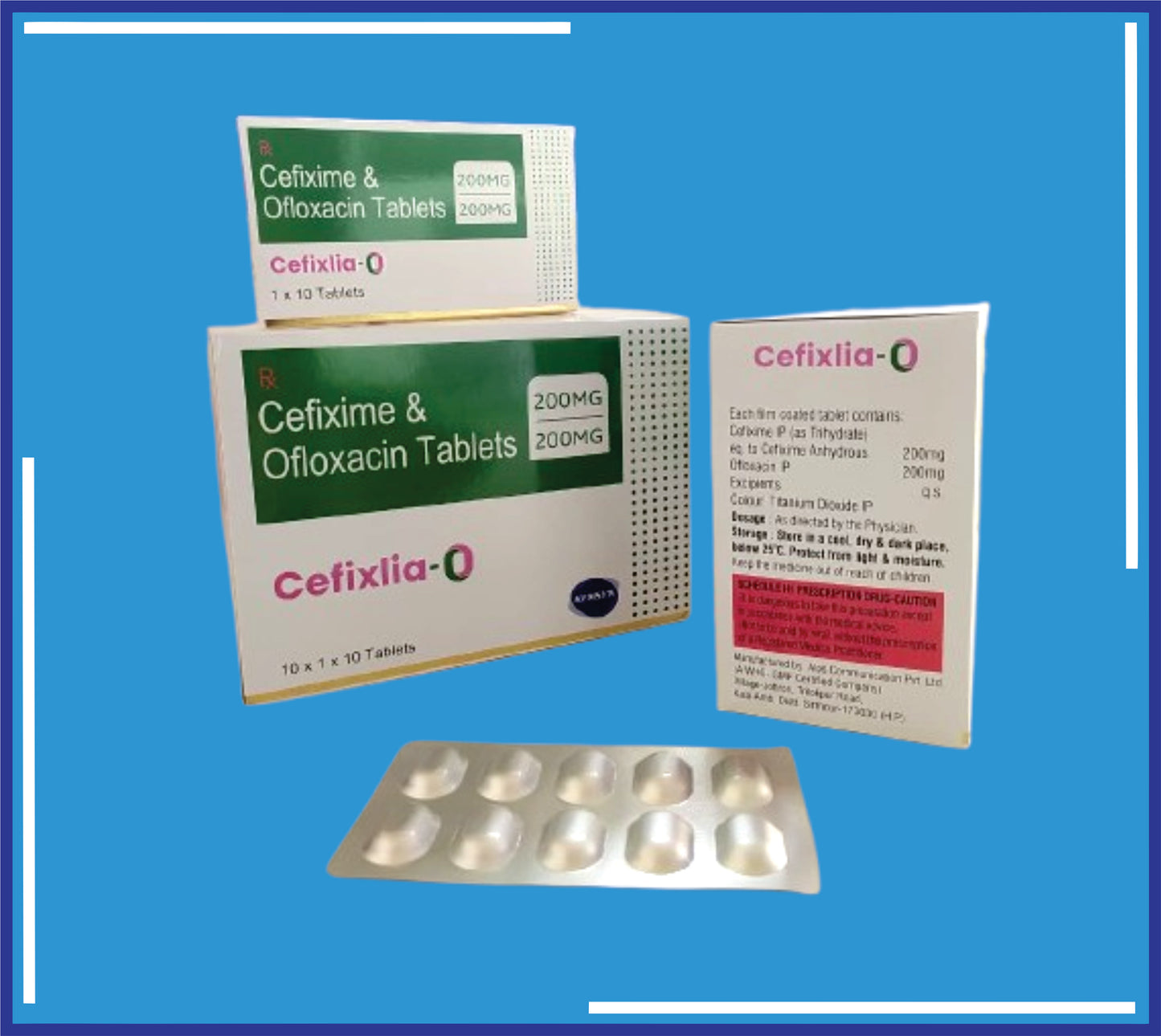 CEFIXLIA-O 200 TABLET (ALU-ALU) 10X1X10 (Cefixime 200Mg + Ofloxacine 200Mg)by Kemsyn