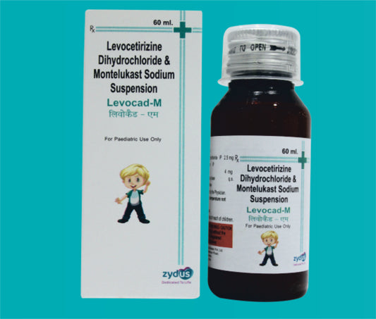 LEVOCAD-M SYP WITH MONOCARTON AND MEASURING CAP 60ml. ( Montelukast …..4 mg Levocetirizine Dihydrochloride IP 2.5 mg Flavoured syrupy base ….q.s. ) by Zydus