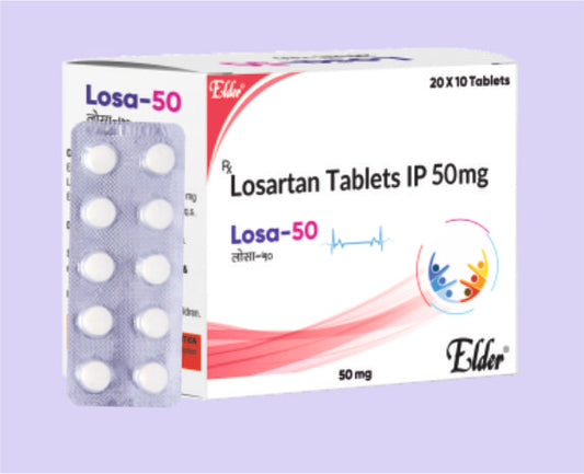 LOSA 50MG TABS 10'S ( Losartan Potassium IP 50mg ) by Elder