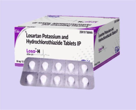 LOSA H TABS (50/12.5 MG) 10'S ( Losartan Potassium IP 50mg, Hydrochlorothiazide IP 12.5mg ) by Elder