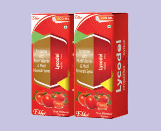 LYCODEL  SYP 200ML ( Lycopene 6% 2000mcg+ Vitamin A 2500 IU, Vitamin E Acetate 10 IU, Vitamin C 50 mg, Zinc Sulphate Monohydrate 27.45 mg, Selenium Dioxide 70 ) by Elder