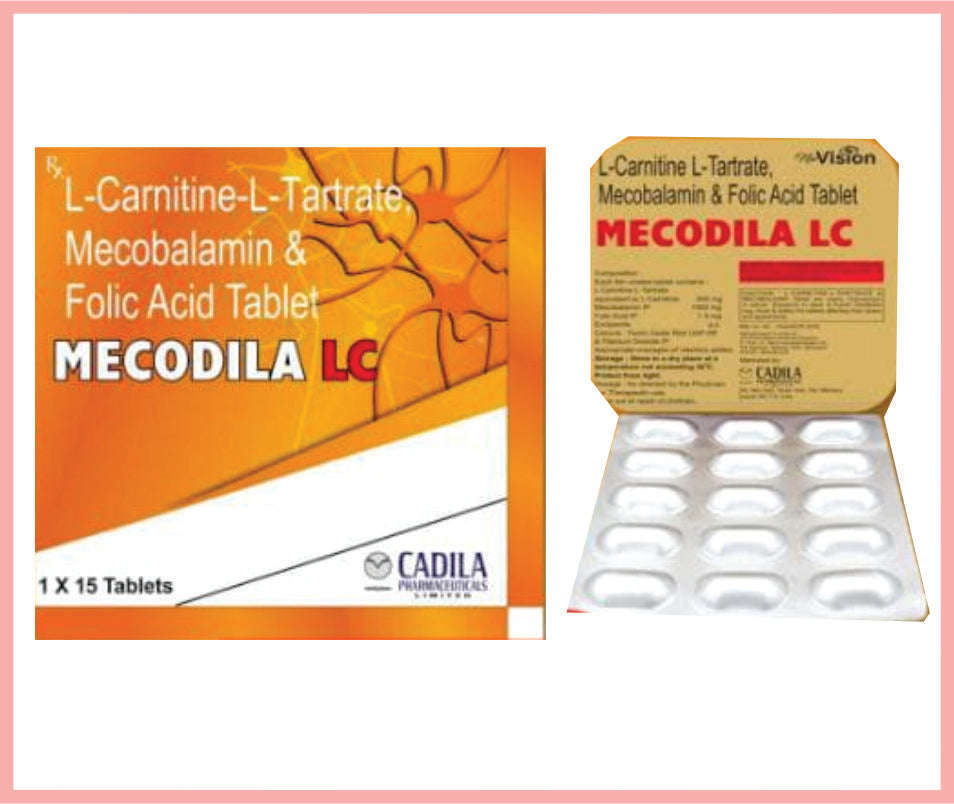 Mecodila Lc Tab Pack 15'S  ( L-Carnitine L-Tartrate Methylcobalamin & Folic Acid) By Cadila